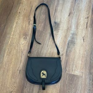 Vintage Black Leather Saddle bag